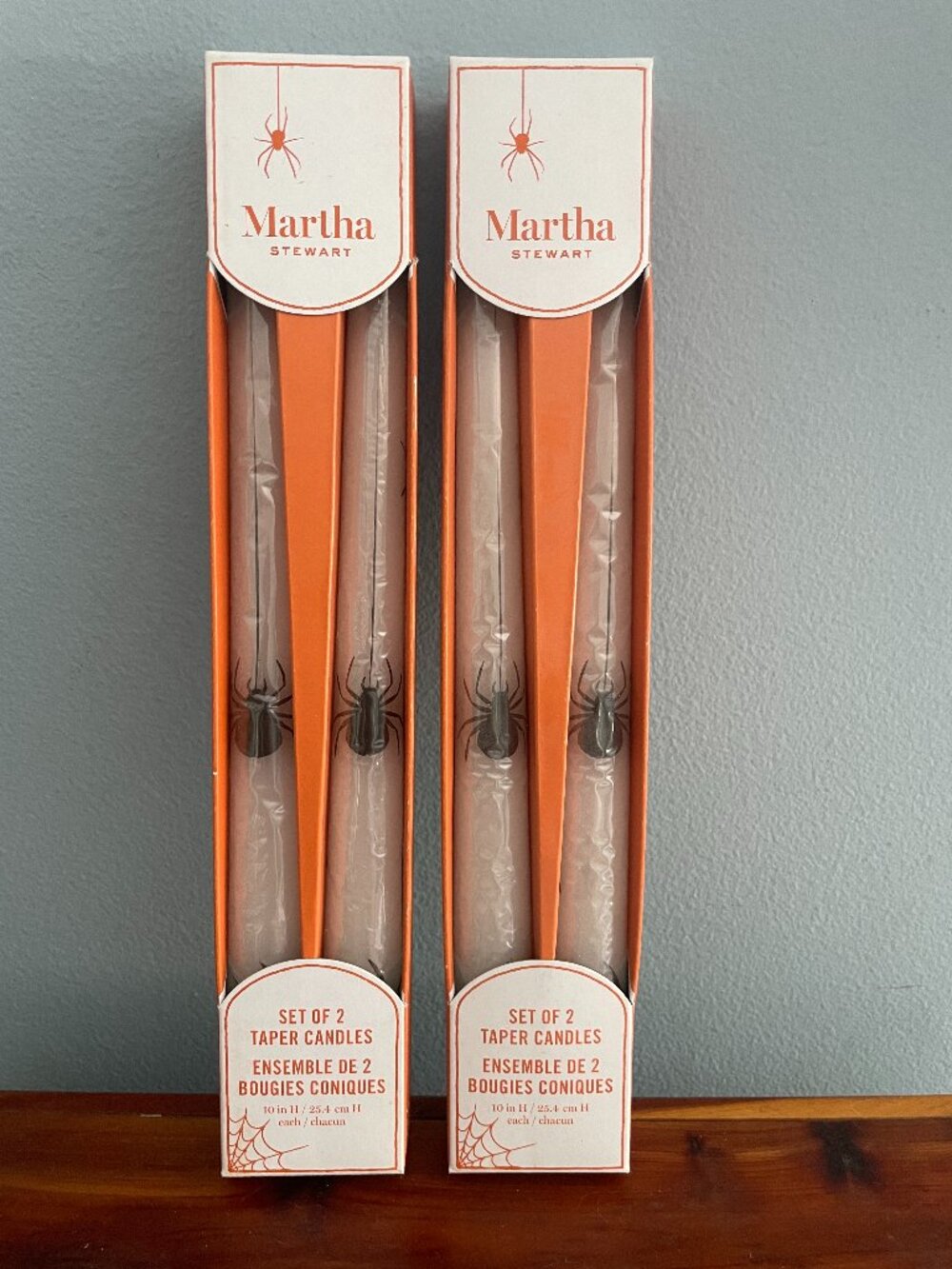 Martha Stewart Halloween White Black Spider Taper Candles 2 Sets